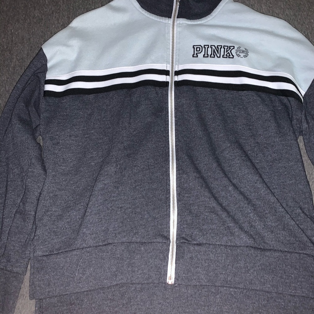 Pink blue and grey zip up